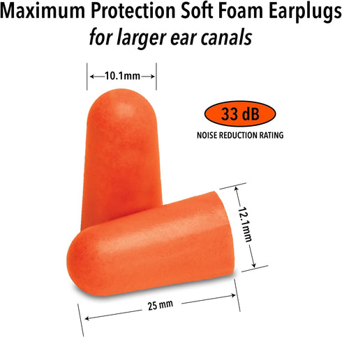 Mack’s Maximum Protection Soft Foam Earplugs – 10 Pair, 33 dB NRR – Comfortable for Sleeping, Concerts, Tools