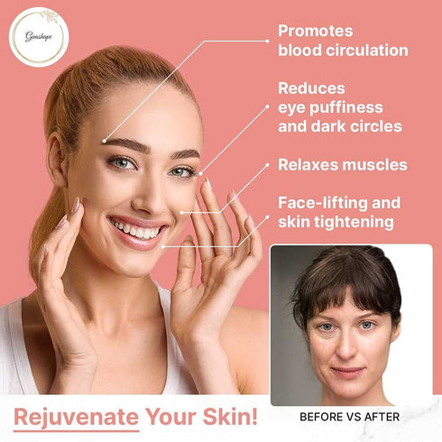 Natural Rose Quartz Gua Sha Facial Tools for Face Sculpting, Shaping, Reduce Puffiness, Massage Stone for Eyes and Body