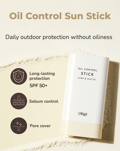 OBgE Oil Control Stick (0.6oz), Non-Greasy Facial Care, Lightweight Protection, Oil Absorption, Travel Essentials