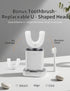 WILDWELLO 48,000 4 60-Second IPX7 U-Shaped Electric Toothbrush, VPM, Modes, Clean, Waterproof, ultrasonic Toothbrush