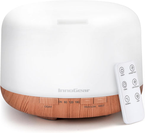 InnoGear 500ml Essential Oil Diffuser with Remote Control, Ultrasonic Aromatherapy Humidifier for Large Room