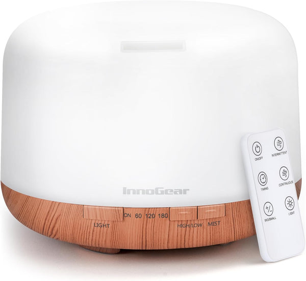 InnoGear 500ml Essential Oil Diffuser with Remote Control, Ultrasonic Aromatherapy Humidifier for Large Room