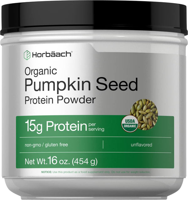 Horbaeach Pumpkin Seed Protein Powder - Organic 16 oz, Vegetarian, Gluten Free, Keto and Paleo Supplement
