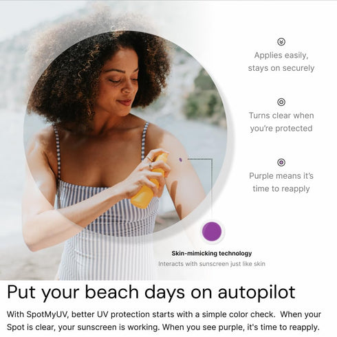 SpotMyUV UV Detection Stickers for Sunscreen, Patented Dermatrue SPF Sensing Technology, 32 Count