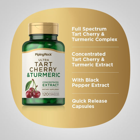 Piping Rock Turmeric and Tart Cherry Capsules | 120 Count | with Black Pepper Extract | Vegetarian, Non-GMO, Gluten Free