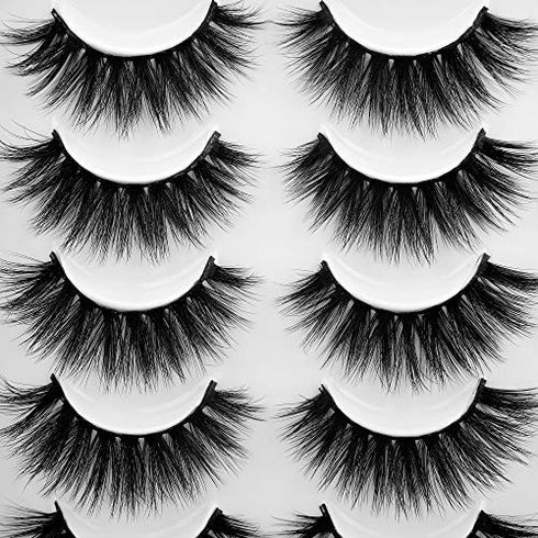 Lanflower 20 Pairs False Eyelashes, 4 Styles Fluffy Long Dramatic Lashes Pack, Wholesale Bulk Faux Mink Lashes