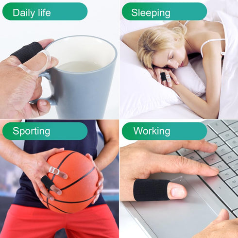 Soft Home 16 6 Pack 10 2,2,3,3 pcs Finger Splint Kits Including Oval Finger Splints Clear Type and pcs Finger Sleeves