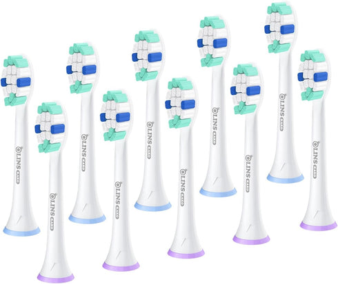 Replacement Heads for Philips Sonicare Toothbrush - 10 Pack Compatible with Snap-on Handles