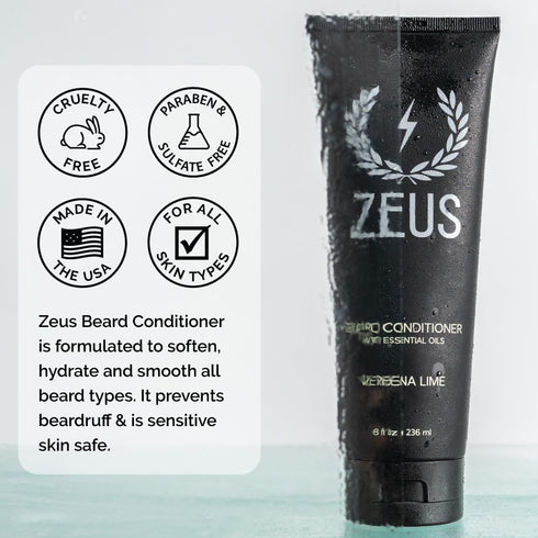 ZEUS Beard Conditioner Wash, Green Tea & Natural Ingredients to Cleanse & Soften Beard, Vanilla Rum, 8 oz.