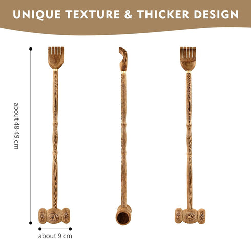 mikabaka 2 1 Hammer, in Wooden Back Scratcher and Massager Long Handle Manual Back Tapper for Itching Relief, Muscle