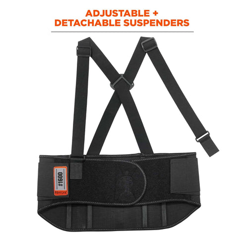 Ergodyne ProFlex 1600 Back Support Brace, 9" Extended Support, Small, Black