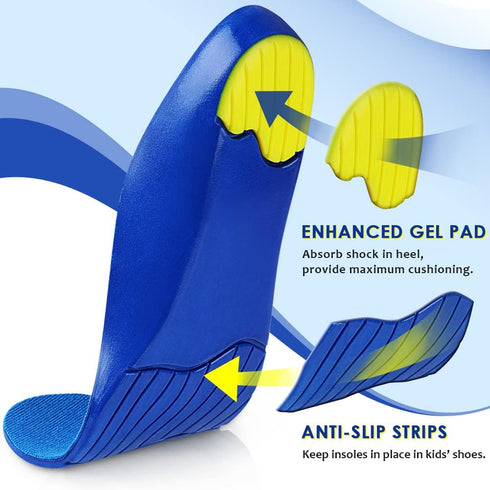 Kids Arch Support Shoe Inserts, Children Orthotics Shoe Insoles with PU Foam Cushioning for Flat feet, Plantar