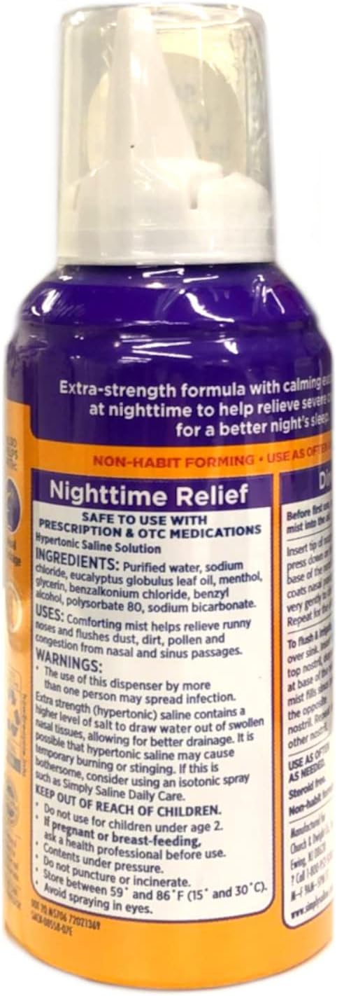 Healthcare 4.25 oz Simply Saline Nighttime Nasal Mist Giant Size Personal /Health Care