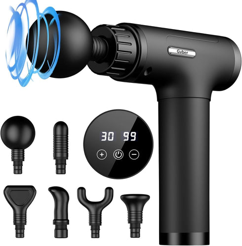 Massage Gun Deep Tissue, Mini Percussion for Athletes, Portable Muscle Relief with 6 Attachments, 30 Speed (Black)