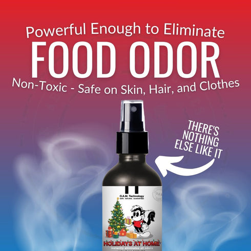 Holiday Odor Eliminating Spray for Must & Leftover Food - Safe to Spray on Skin & Furniture - 2 Bottles (16 oz)