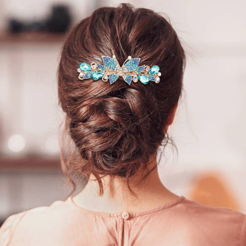 inSowni 4 Pack Luxury Glitter Hair Barrettes - Sparkly Jeweled Gems Crystal Rhinestone Butterfly Clips