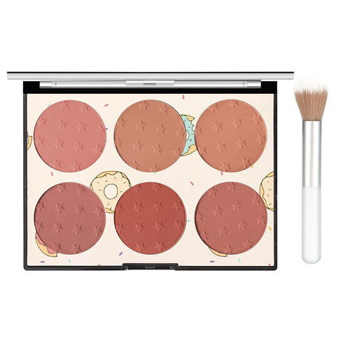 KYDA 6 Colors Blush Palette, Matte and Shimmer Blush Palette, Smooth Blendable Powder, Multiuse Blusher Makeup with