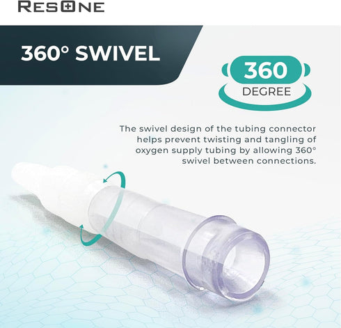 Oxygen Tubing Swivel Connectors 5-Pack, Cannula Hose Tube Connectors, 360-Degree Rotation, Medical Home Use