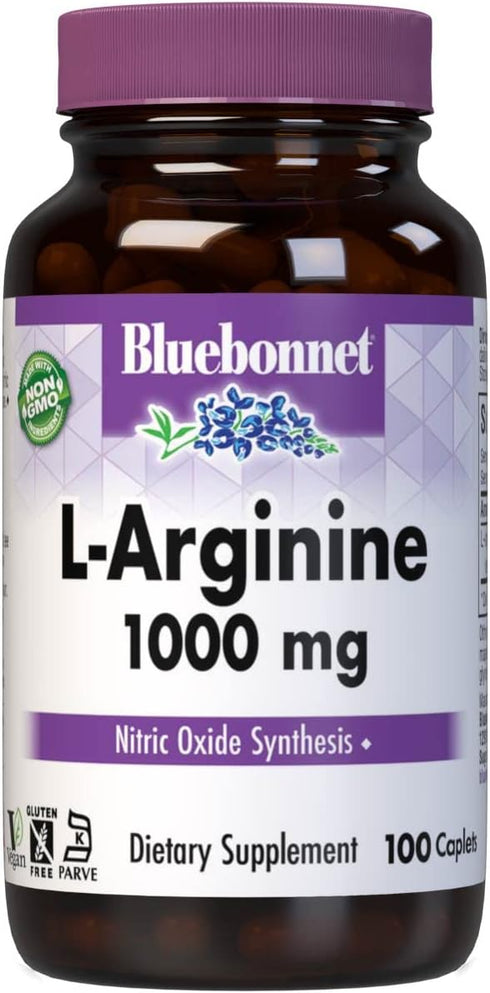 Bluebonnet L-Arginine 1000 Mg Vitamin Capsules, 100 Count for Heart Health