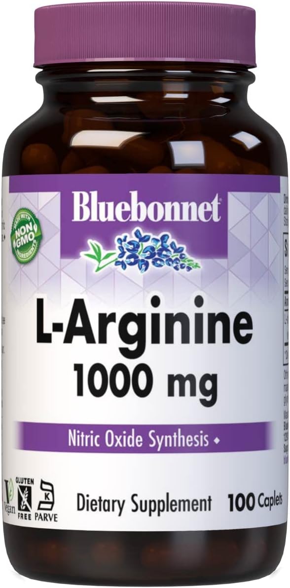 Bluebonnet L-Arginine 1000 Mg Vitamin Capsules, 100 Count for Heart Health