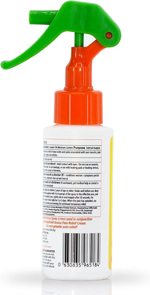 MaxRelief Arnica Pain Relief Spray - Fast-Acting Muscle & Joint Pain Relief - Natural Formula - Travel Size - 2 Oz