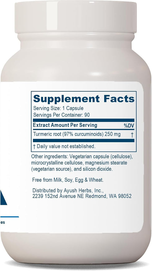 Ayush Herbs Curcumin 97%, Herbal Turmeric Supplement, 90 Capsules