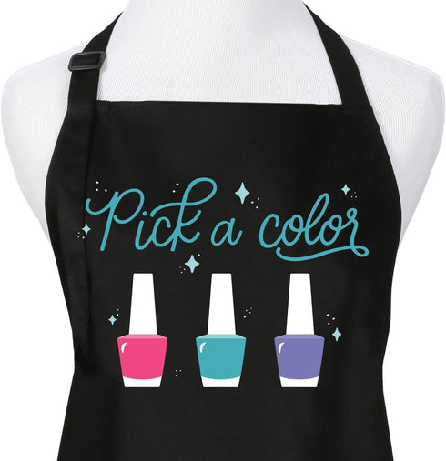 Pick A Color Nail Tech Apron, Nail Technician Apron for Women, 3 Pocket Cosmetology Smock for Nail Salons