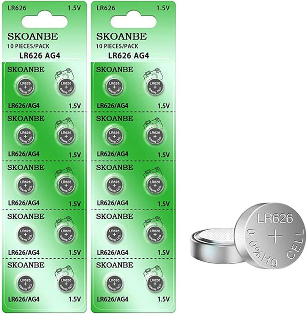 SKOANBE 20Packs SR626SW LR626 AG4 377 V377 LR66 1.5V Watch Battery