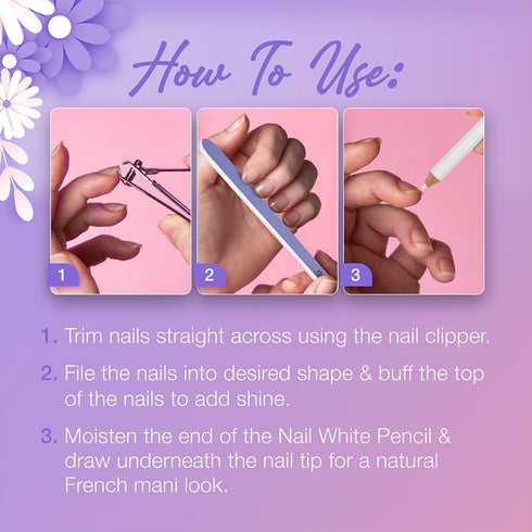 Natural Flowery French Mani Kit