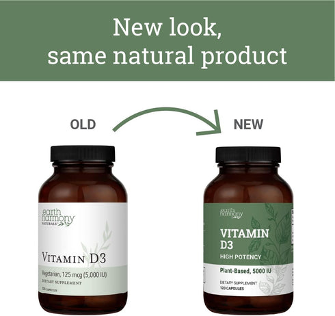 Vegan Vitamin D3 5000 IU Supplement - High Potency D3 for Immune Health & Strong Bones Support - 120 Capsules