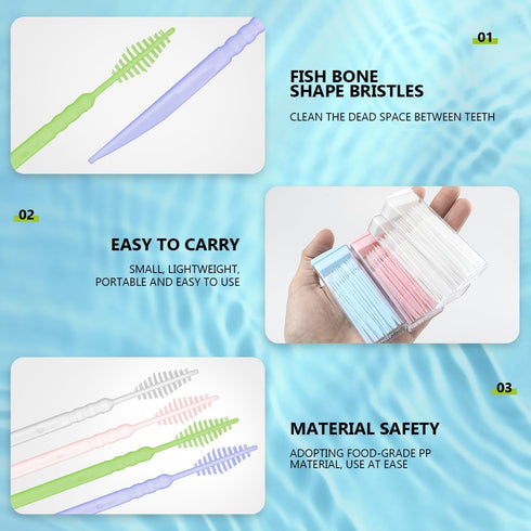 Plastic Toothpicks Disposable Interproximal Brush, Sturdy Double-Ended Dental Pick, 200Pcs Random Color.