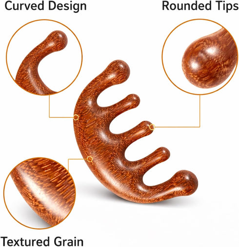 Ujukoxc 3-Piece Set Wooden Scalp Massager, for Stress Relief and Scalp Care, Portable Head Massage Tool with Wooden