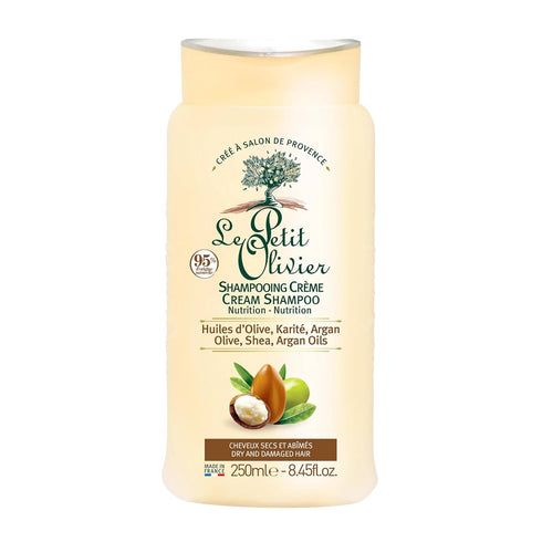Le Petit Olivier Nutrition Cream Shampoo - Olive, Shea, Argan Oils for Dry, Damaged Hair, 8.45 oz