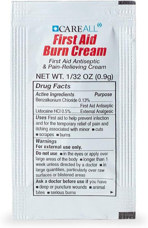 CareAll First Aid Burn Cream, 0.9g Packets (Pack of 144), Pain Relieving Cream for Minor Burns, Cuts, Scrapes