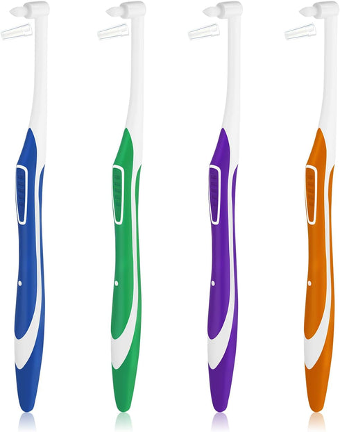 WLLHYF 4 Pcs Tuft Toothbrush Tufted Brush, Interspace Toothbrushes End-Tuft Tapered Toothbrush Soft