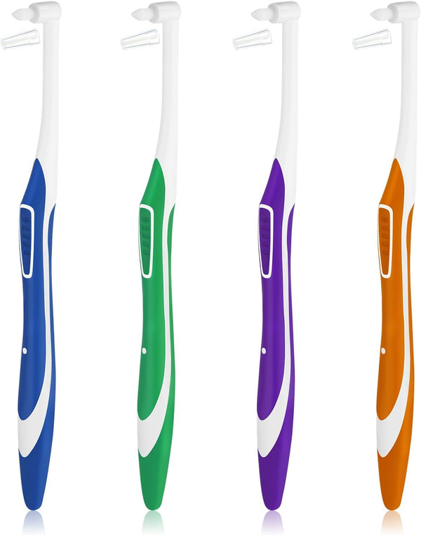 WLLHYF 4 Pcs Tuft Toothbrush Tufted Brush, Interspace Toothbrushes End-Tuft Tapered Toothbrush Soft