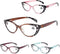 4 PACK Cat Eye Reading Glasses for Women, Blue Light Blocking Readers with Spring Hinge, Mix, 1.5