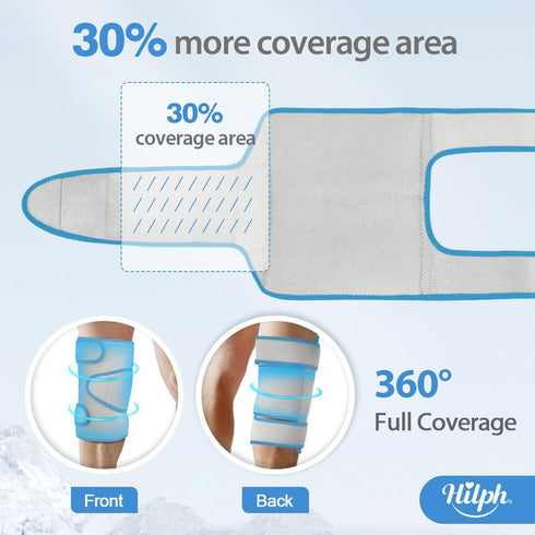 Hilph Knee Ice Pack Wrap, Reusable Hot Cold Compression for Knee Pain Relief, Meniscus Tear, ACL, Swelling (Grey)