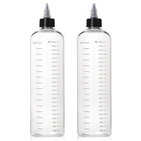Segbeauty 16.9oz Hair Dye Bottles, Measured Twist-On Top Tip Cap, 2pcs 500ml Refillable Empty Hair Color Applicator