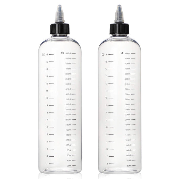 Segbeauty 16.9oz Hair Dye Bottles, Measured Twist-On Top Tip Cap, 2pcs 500ml Refillable Empty Hair Color Applicator