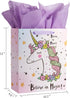 Bobobag 13" Large Gift Bag with Tissue Paper for Girls Happy Birthday Gift Bags (Unicorn)