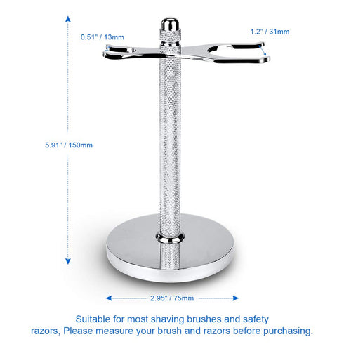 Safety Razor and Shaving Brush Stand with Extra Wide Openings and Wider Base, Manly Look