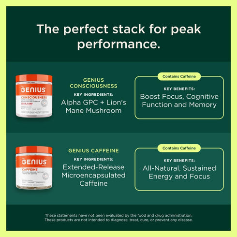 Immune, 60 The Genius Brand Genius Mushroom - Plant-Based Supplement for Focus & Energy Support - Lion's Mane