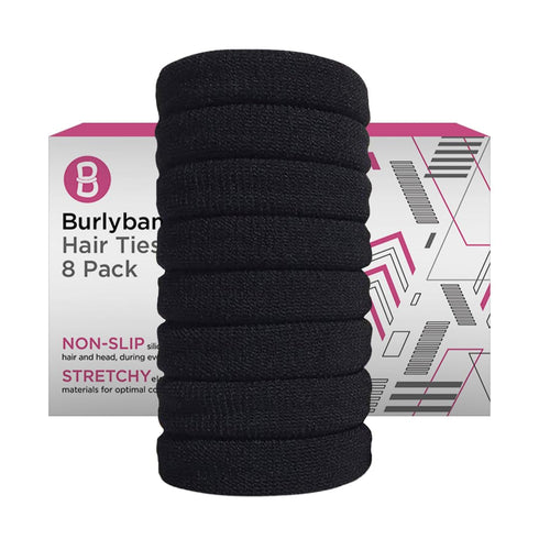 Large Non-Slip Hair Ties for Thick, Heavy or Curly Hair - 8 Pcs Seamless Women's Ponytail Scrunchies in Black