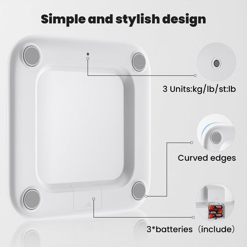 Digital Bathroom Scale for Body Weight, Accurate Weight Scale up to 440lbs, Sturdy Tempered Glass, LED Display