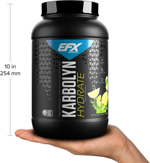 EFX Sports Karbolyn Hydrate - Carbohydrate Powder + Electrolytes, Sugar Free Sports Drink Mix, 66 Servings (Lemon Lime)