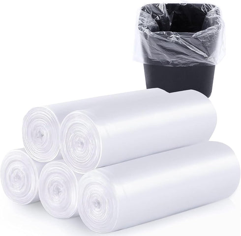 200 Count 8 Gallon Trash Bags, Clear Medium Garbage Bags, 1.1 mil Strong, Unscented