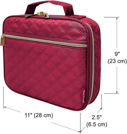 Large Travel Pill Bottle Organizer, Slim Medicine Bag, Carrier for Medications and Medical Supplies - Red Wine