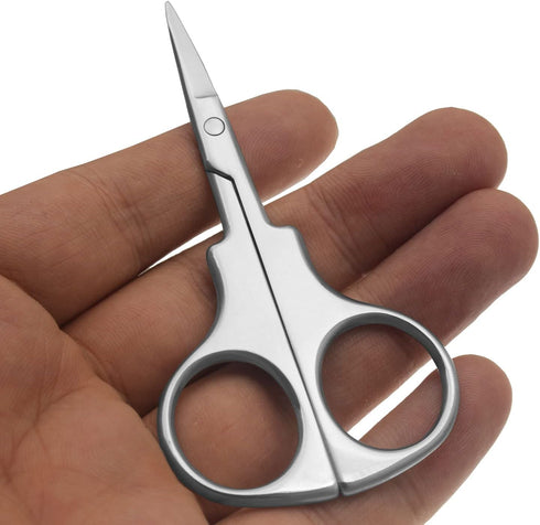 Professional Grooming Scissors, Stainless Steel Straight Tip Scissors for Facial Hair Removal, 3.7 Inch