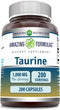Amazing Formulas Taurine 1000 Mg - 200 Capsules Non-GMO Amino Acid Supplement for Energy & Heart Health